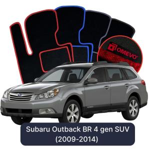 OMEVO Velour Car Mats for Subaru Outback BR 4 gen SUV (2009-2014)