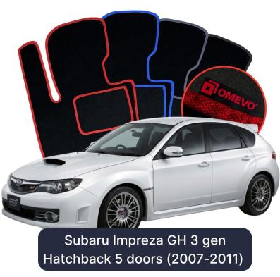 Velour car mats OMEVO for Subaru Impreza GH 3 gen Hatchback 5 doors (2007-2011)