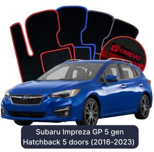 OMEVO Velour Car Mats for Subaru Impreza GP 5 gen Hatchback 5 doors (2016-2023)