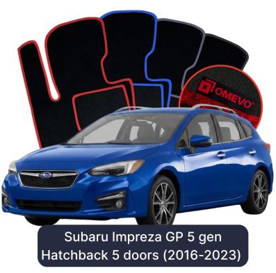 Velour car mats OMEVO for Subaru Impreza GP 5 gen Hatchback 5 doors (2016-2023)