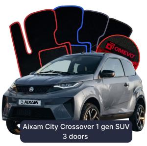 OMEVO Velour Car Mats for Aixam City Crossover 1 gen SUV 3 doors (2007-2026)