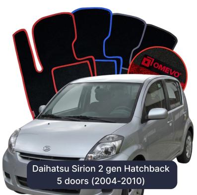 Velour car mats OMEVO for Daihatsu Sirion 2 gen Hatchback 5 doors (2004–2010)