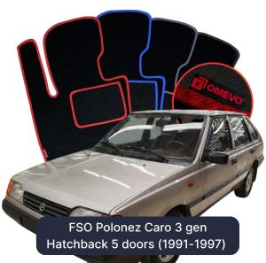 OMEVO Velour Car Mats for FSO Polonez Caro 3 gen Hatchback 5 doors (1991-1997)