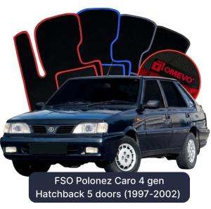 OMEVO Velour Car Mats for FSO Polonez Caro 4 gen Hatchback 5 doors (1997-2002)