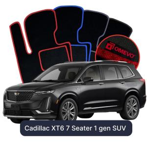 OMEVO Velour Car Mats for Cadillac XT6 7 Seater 1 gen SUV (2019-2026)