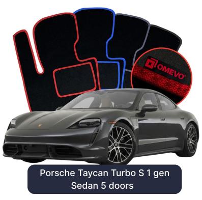 Velour car mats OMEVO for Porsche Taycan Turbo S 1 gen Sedan 5 doors (2019-2025)