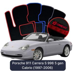 OMEVO Velour Car Mats for Porsche 911 Carrera S 996 5 gen Cabrio (1997-2006)