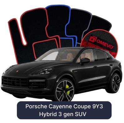 Velour car mats OMEVO for Porsche Cayenne Coupe Hybrid 9Y3 3 gen SUV (2018-2025)