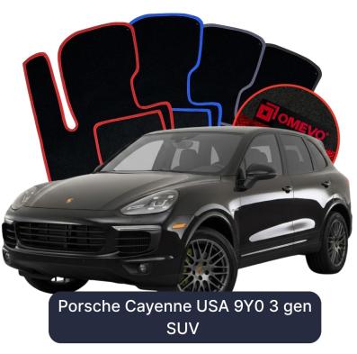 Velour car mats OMEVO for Porsche Cayenne USA 9Y0 3 gen SUV (2018-2025)