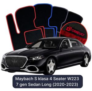 OMEVO Velour Car Mats for Maybach S Class 4 Seater W223 7 gen Sedan Long (2020-2023)