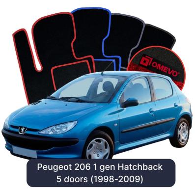 Velour car mats OMEVO for Peugeot 206 1 gen Hatchback 5 doors (1998-2009)