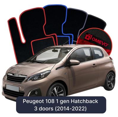 Velour car mats OMEVO for Peugeot 108 1 gen Hatchback 3-door (2014–2022)