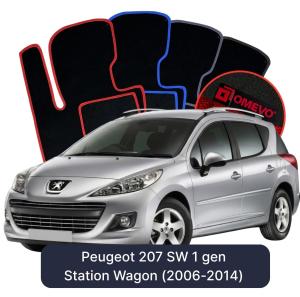 OMEVO Velour Car Mats for Peugeot 207 SW 1 gen Kombi (2006-2014)