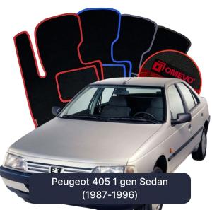 OMEVO Velour Car Mats for Peugeot 405 1 gen Sedan (1987-1996)