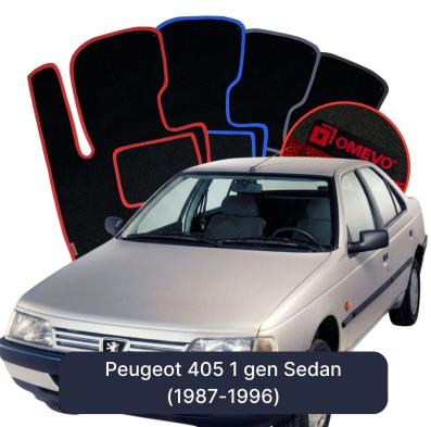 Velour car mats OMEVO for Peugeot 405 1 gen Sedan (1987-1996)