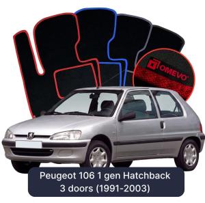 OMEVO Velour Car Mats for Peugeot 106 1 gen Hatchback 3 doors (1991-2003)