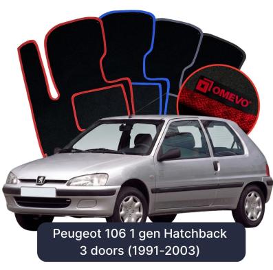 Velour car mats OMEVO for Peugeot 106 1 gen Hatchback 3 doors (1991-2003)