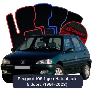 OMEVO Velour Car Mats for Peugeot 106 1 gen Hatchback 5 doors (1991-2003)