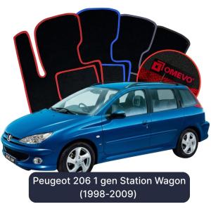 OMEVO Velour Car Mats for Peugeot 206 1 gen Station Wagon (1998-2009)