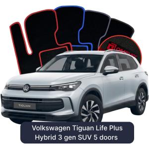 OMEVO Velour Car Mats for Volkswagen Tiguan Life Plus Hybrid 3 gen SUV 5 doors (2023-2026)