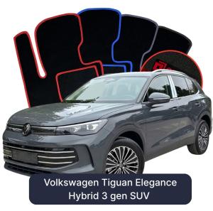 OMEVO Velour Car Mats for Volkswagen Tiguan Elegance Hybrid 3 gen SUV (2023-2026)