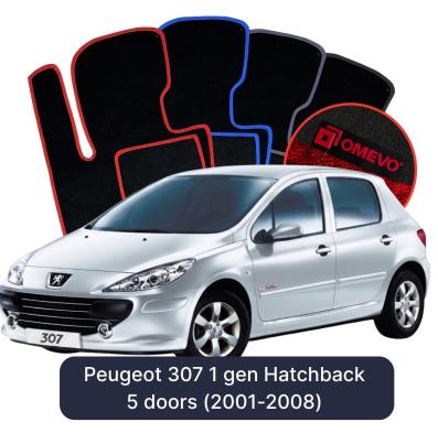 Velour car mats OMEVO for Peugeot 307 1 gen Hatchback 5 doors (2001-2008)