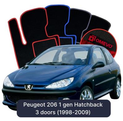 Velour car mats OMEVO for Peugeot 206 1 gen Hatchback 3 doors (1998-2009)