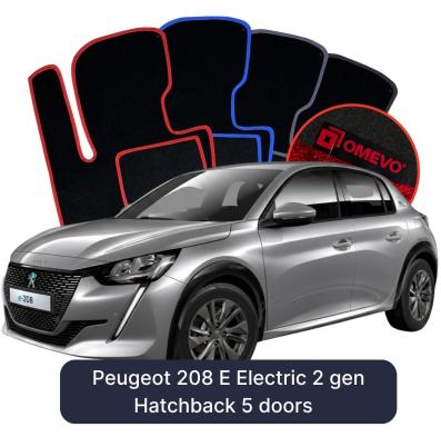 Velour car mats OMEVO for Peugeot 208 E Electric 2 gen Hatchback 5 doors (2019-2025)