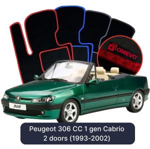 OMEVO Velour Car Mats for Peugeot 306 CC 1 gen Cabrio 2 doors (1993-2002)
