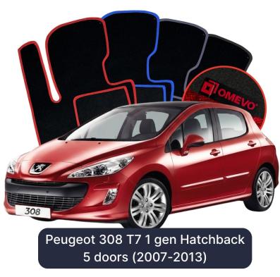 Velour car mats OMEVO for Peugeot 308 T7 1 gen Hatchback (2007-2013)