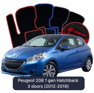 OMEVO Velour Car Mats for Peugeot 208 1 gen Hatchback 3-door (2012-2019)