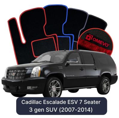 Velour car mats OMEVO for Cadillac Escalade ESV 7 Seater 3 gen SUV (2007-2014)