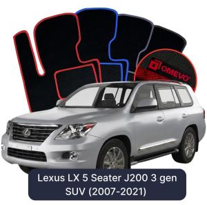 OMEVO Velour Car Mats for Lexus LX 5 Seater J200 3 gen SUV (2007-2021)