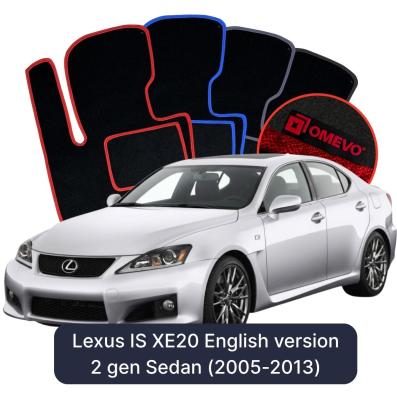 Velour car mats OMEVO for Lexus IS XE20 UK Version 2 gen Sedan (2005-2013)