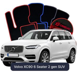 OMEVO Velour Car Mats for Volvo XC90 6 Seater 2 gen SUV (2015-2026)
