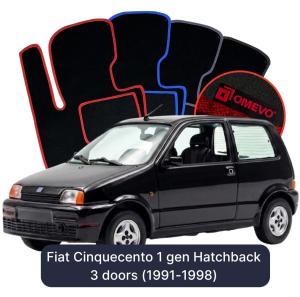 OMEVO Velour Car Mats for Fiat Cinquecento 1 gen Hatchback 3 doors (1991-1998)