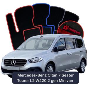 OMEVO Velour Car Mats for Mercedes-Benz Citan 7 Seater Tourer L2 W420 2 gen Minivan (2021-2026)