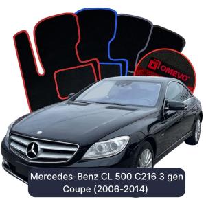 OMEVO Velour Car Mats for Mercedes-Benz CL 500 C216 3 gen Coupe (2006-2014)