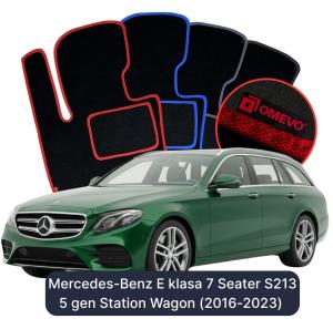 OMEVO Velour Car Mats for Mercedes-Benz E klasa 7 Seater S213 5 gen Station Wagon (2016-2023)