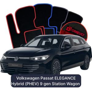 OMEVO Velour Car Mats for Volkswagen Passat ELEGANCE Hybrid (PHEV) 9 gen Station Wagon (2024-2026)