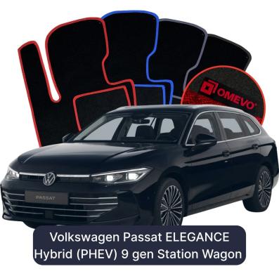 Velour car mats OMEVO for Volkswagen Passat ELEGANCE Hybrid (PHEV) 9 gen Station Wagon (2024-2026)